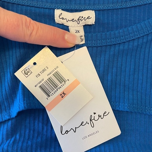 Love, Fire LA BodyCon Crop in Cobalt Blue with Cut Out Chest NWT - Picture 5 of 12